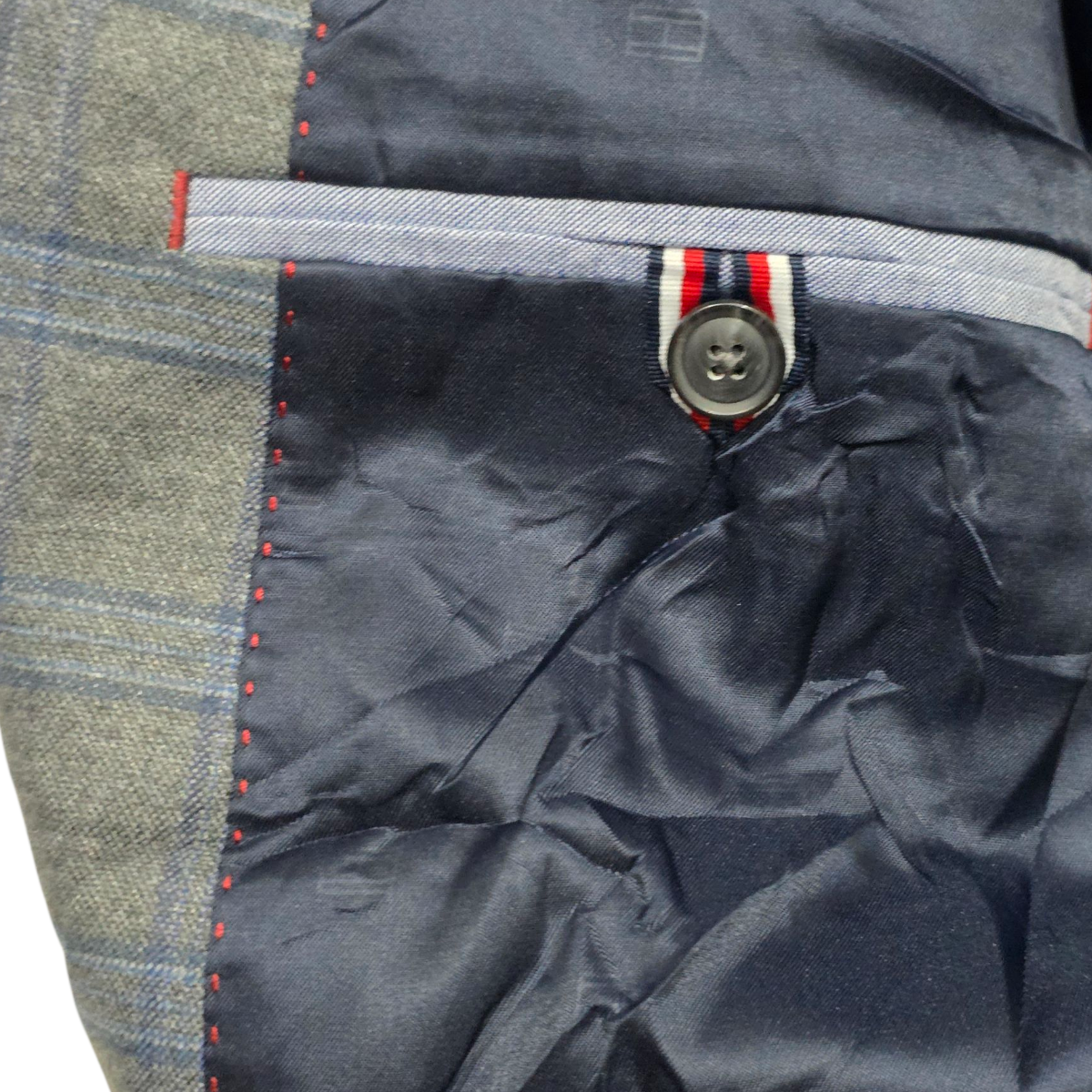 Saco Tommy Hilfiger 38s Gris Y Azul Cuadro