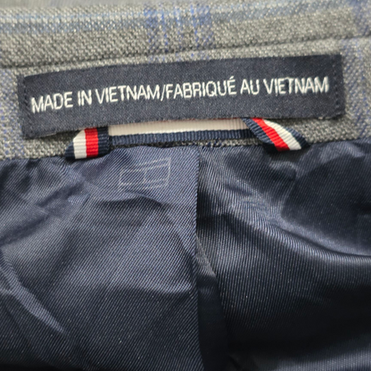 Saco Tommy Hilfiger 38s Gris Y Azul Cuadro