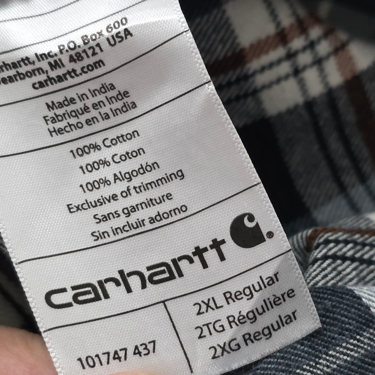 Camisa Carhartt 2xl Regular Cuadro Azul