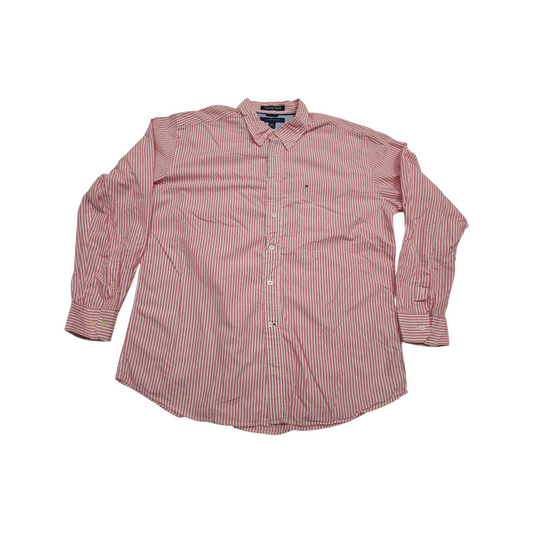 Camisa Tommy Hilfiger Xgrande Xl Rosa Y Blanco Lineas