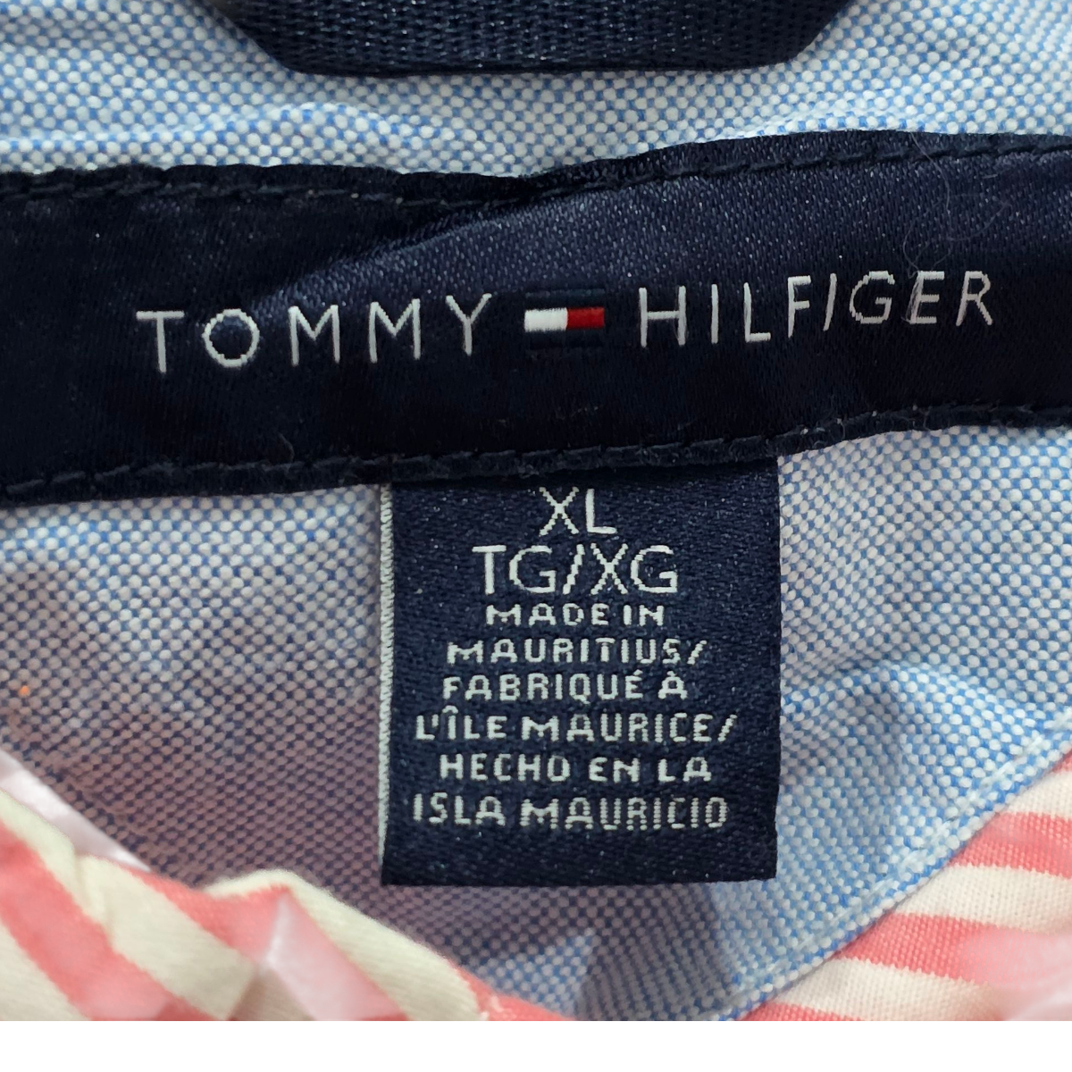 Camisa Tommy Hilfiger Xgrande Xl Rosa Y Blanco Lineas