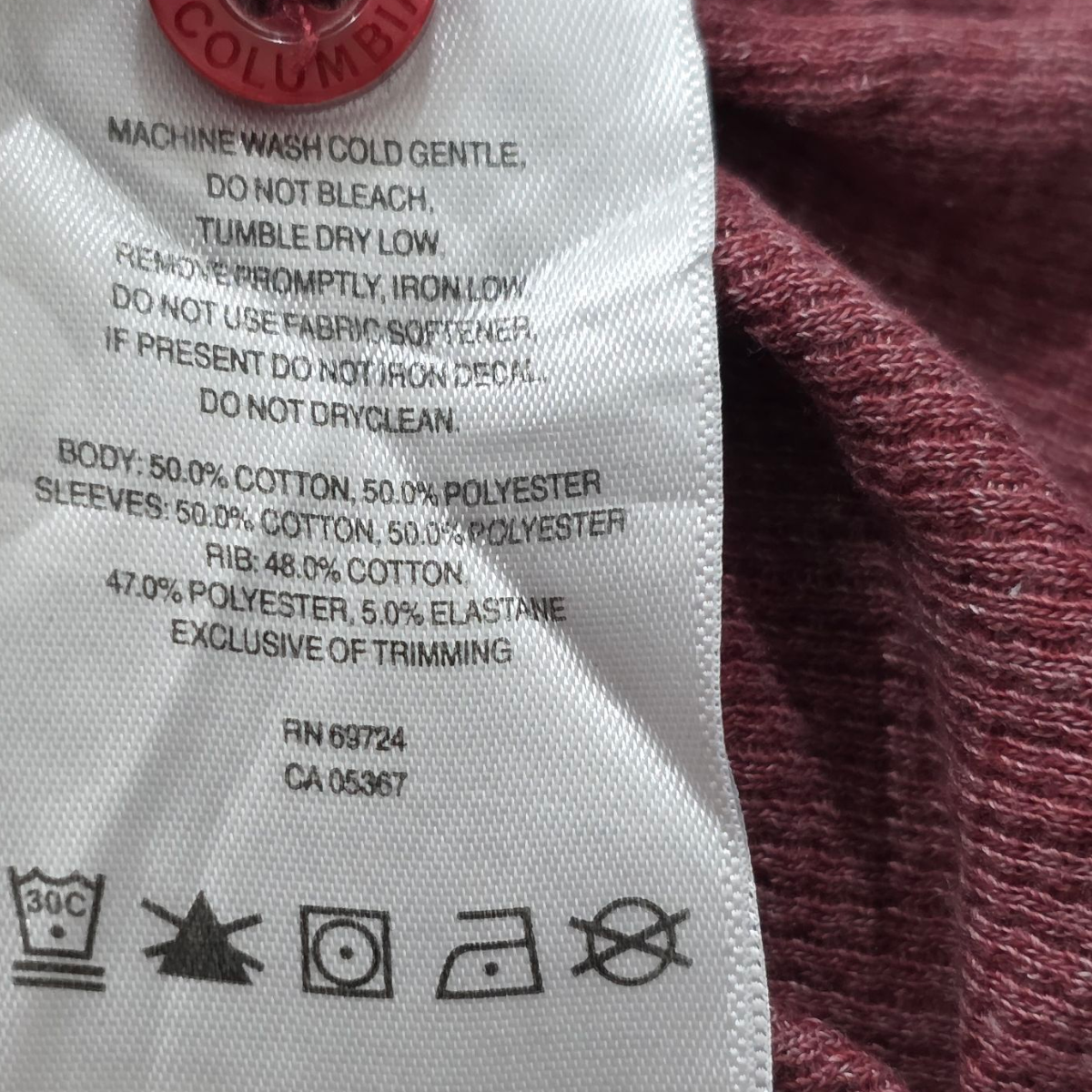 Playera Manga Larga Columbia Grande L Vino