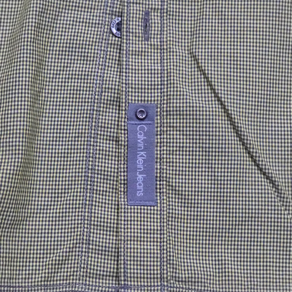 Camisa Calvin Klein Mediana M Cuadro Verde Mostaza