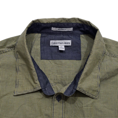 Camisa Calvin Klein Mediana M Cuadro Verde Mostaza