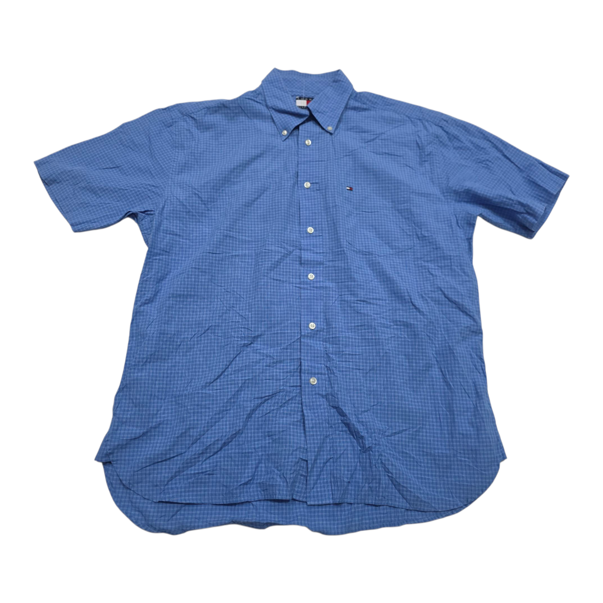 Camisa Manga Corta Tommy Hilfiger Grande L Cuadros Azul