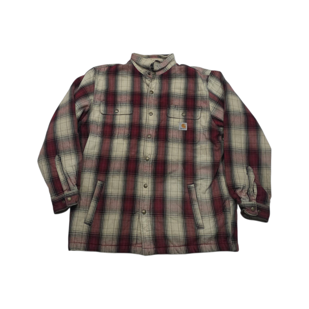 Camisa Gruesa Carhartt Grande L Cuadros Cafe Y Rojo