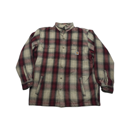 Camisa Gruesa Carhartt Grande L Cuadros Cafe Y Rojo