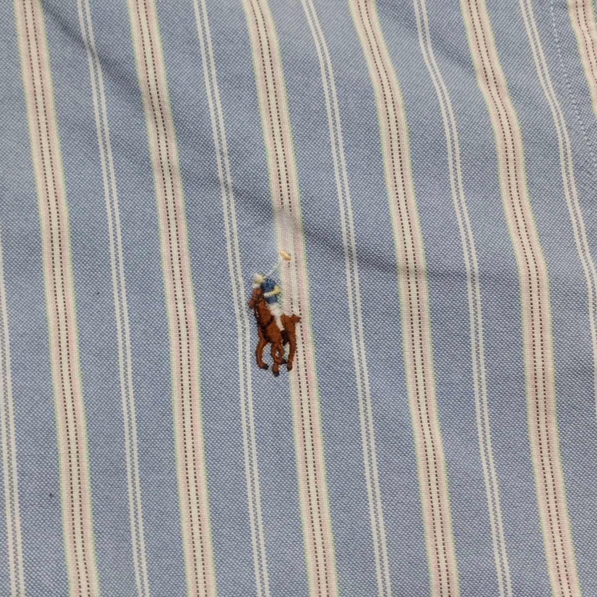 Camisa Ralph Lauren Grande L Azul Claro Lineas Rosa Slimfit