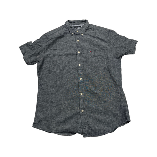 Camisa Manga Corta Tommy Hilfiger Gris Toque Azul Grande L