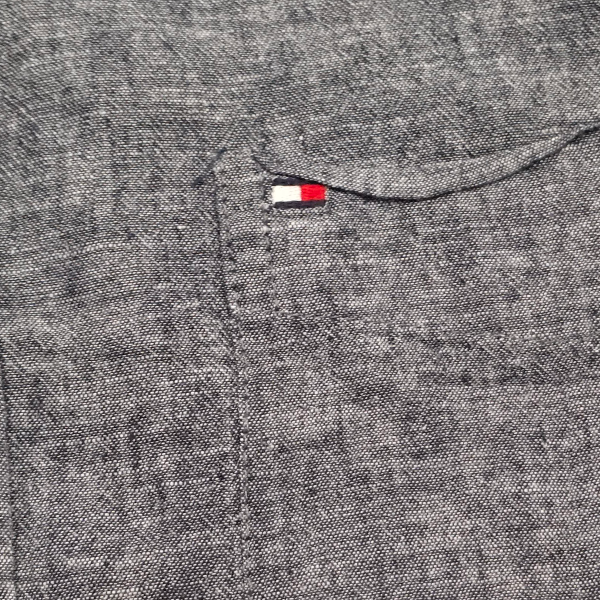 Camisa Manga Corta Tommy Hilfiger Gris Toque Azul Grande L