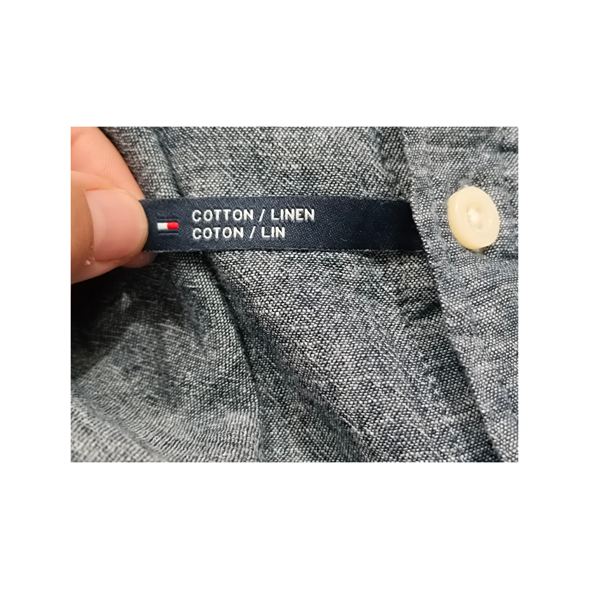 Camisa Manga Corta Tommy Hilfiger Gris Toque Azul Grande L