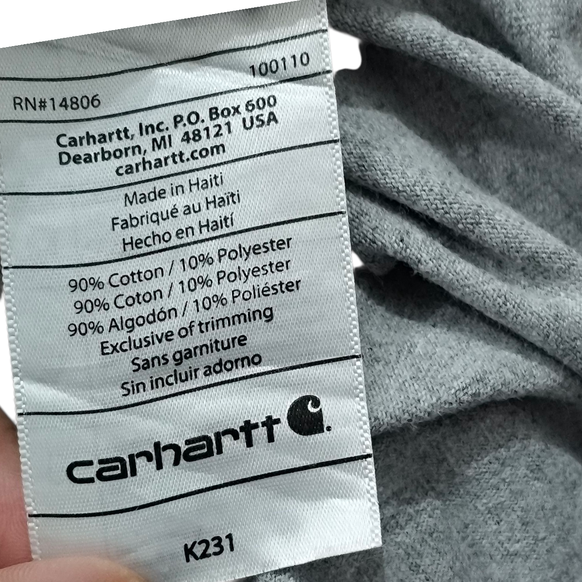 Playera Manga Larga Carhartt Grande L Original Fit Gris