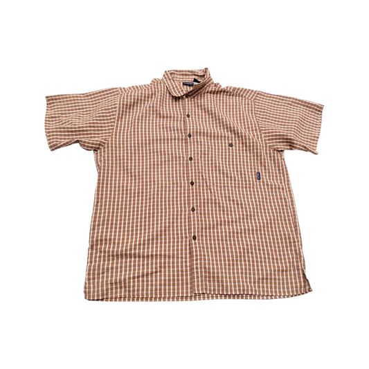 Camisa Manga Corta Patagonia Grande L Cuadro Naranja