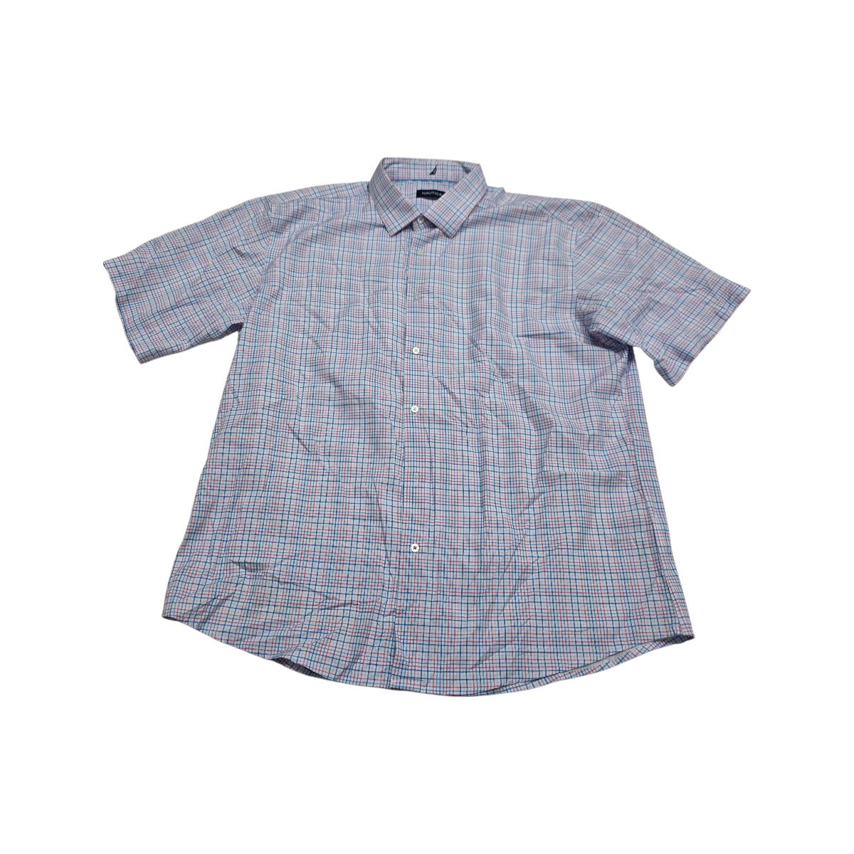 Camisa Manga Corta Nautica 2xl 18 Cuadro Blanco