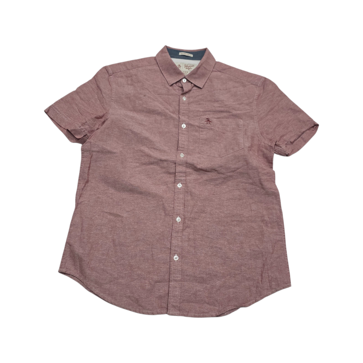 Camisa Manga Corta Penguin Mediana M Slimfit Vino