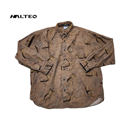 Camisa Columbia Mediana M Café Pana Cuernos Venado